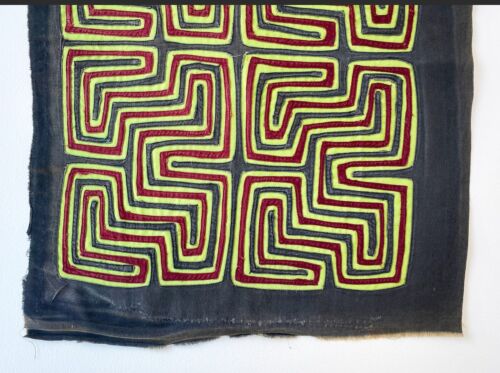 KUNA PANAMA Geometrisches MOTIV MOLA Lateinamerikanisch Original VOLKSKUNST Quilt Textil - Bild 10 von 11