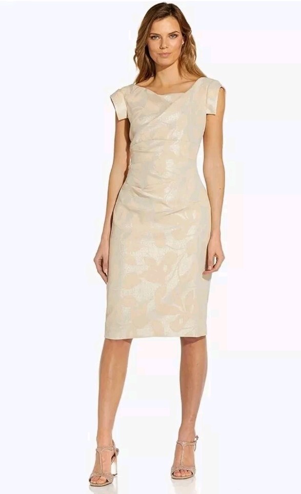 adrianna papell metallic sheath dress Adrianna Papell Short Wrap Dress - Green/Gold