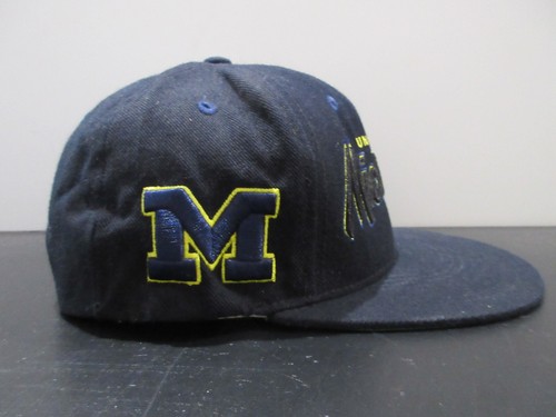 Michigan Wolverines Hat Cap Snap Back Black Yellow College Football Script Mens - Picture 4 of 8