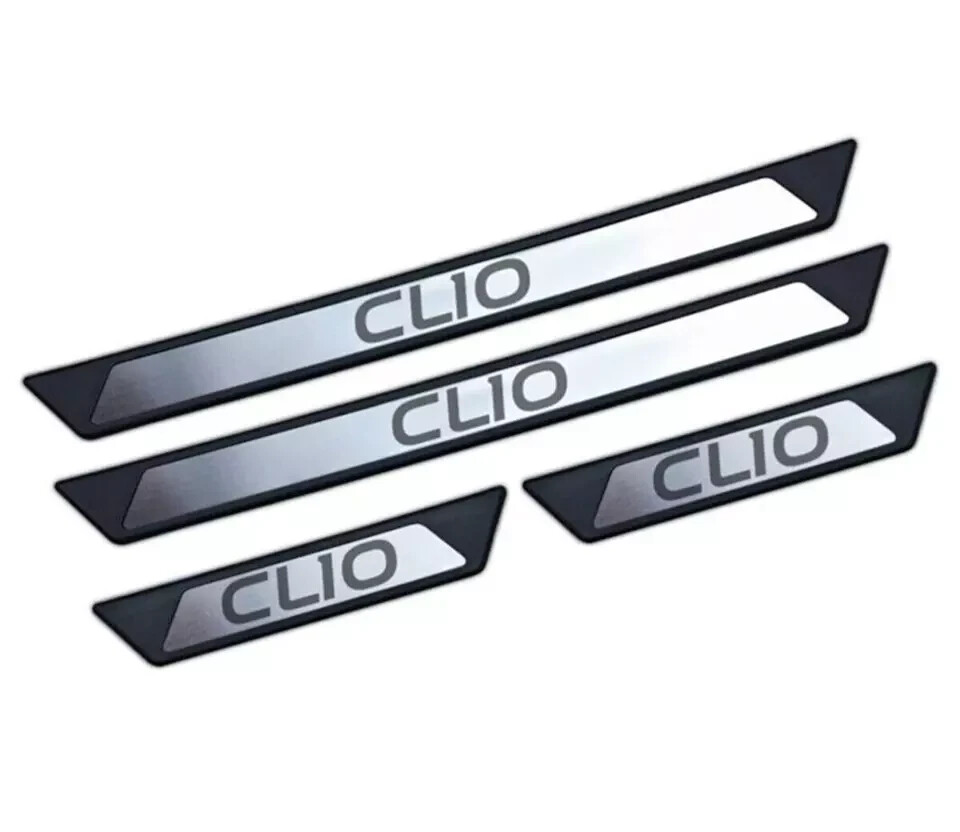 For Renault CLIO IV-V HB Chrome Door Sill Trim Plate Covers Scratch Guard 4 Pcs