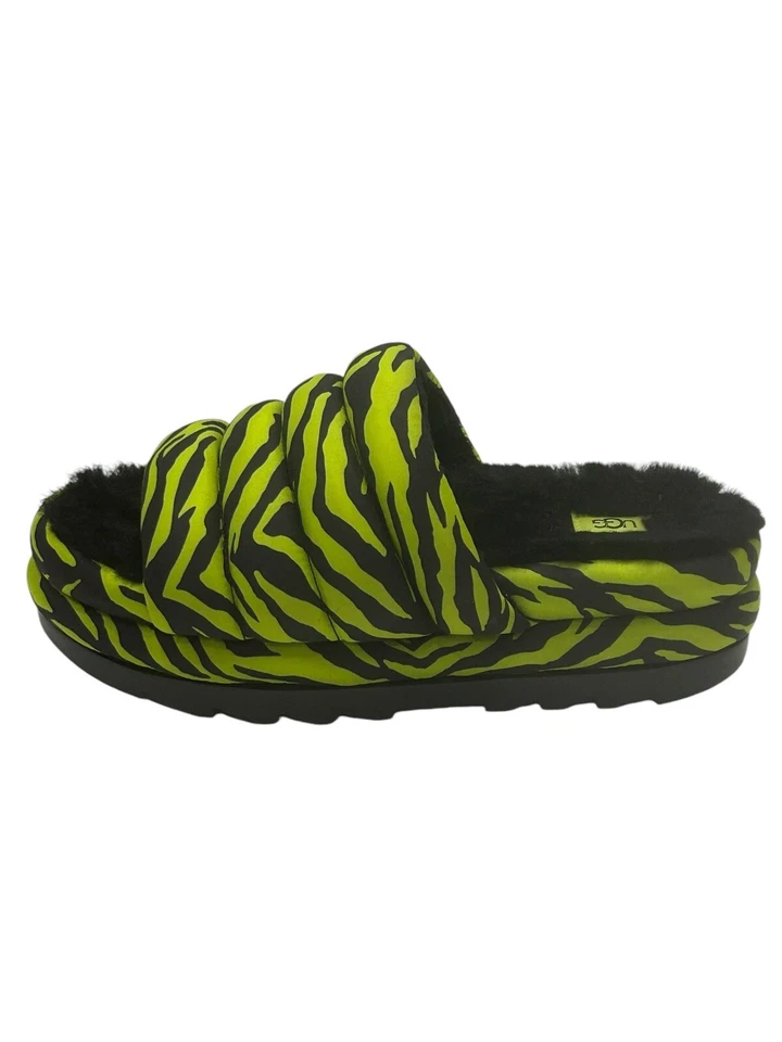 Ugg Men's Black/Neon Platform Mules Slides Sandals sz 11 Zebra Print - Изображение 2 из 4