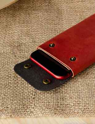 iPhone 12 Pro Case iPhone 12 Wallet Red Italian Veg-Tanned Leather Cover