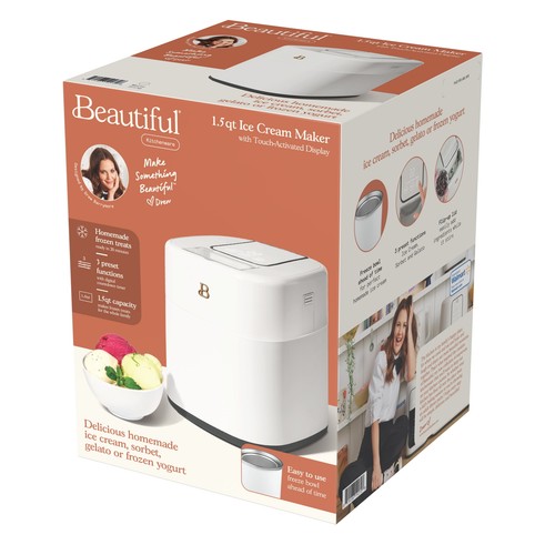 Hermosa Heladera de 1,5 Qt con Pantalla Táctil Activada, Glaseado Blanco por - Imagen 3 de 6