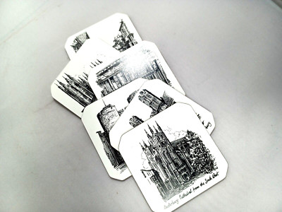 Vintage Canterbury Scenes Cork Coasters Set of 6 Britain 4-3/8 Heat Resistant 