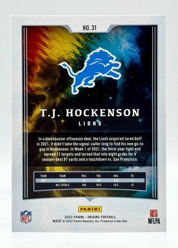 2022 Panini Origins Blue #31 TJ Hockenson 17/99 Detroit Lions - Picture 2 of 2