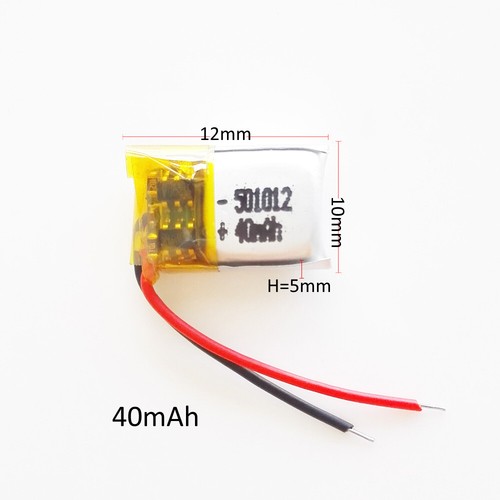 3,7 V 40mAh Mini LiPo Wiederaufladbarer Akku für Mp3 GPS Kopfhörer Headset 501012 - Bild 2 von 10