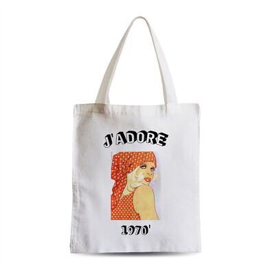 Stofftasche J'Adore 1970 Retro Stil 70er Passion Vintage Hippie