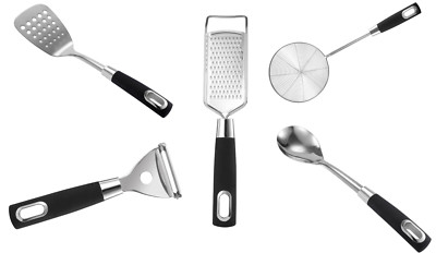 5er Set Edelstahl Silikonbeschichtet Küchenhelfer Utensilien