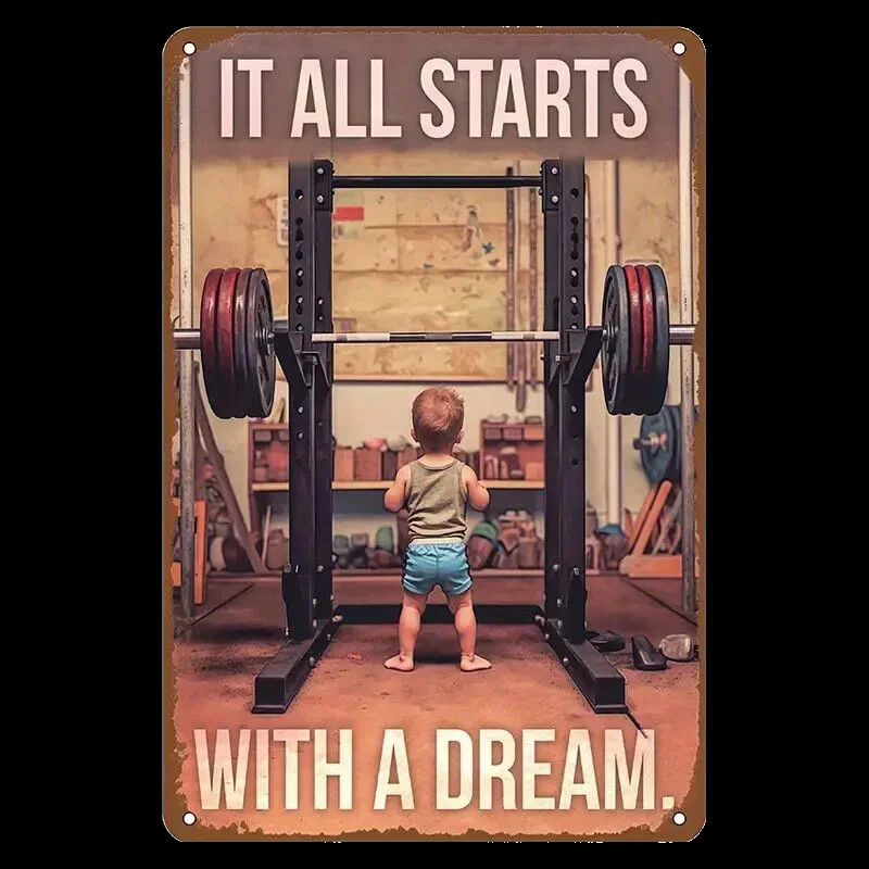 Funny Metal Signs Motivational Fitness Quotes Wall Art Gym Metal Tin