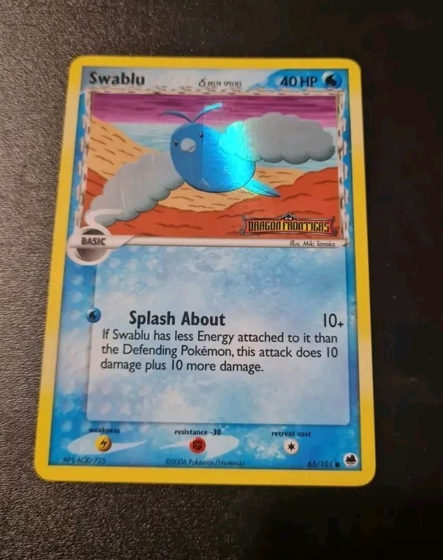 Pokemon Card - Swablu 65/101 Reverse Holo EX Dragon Frontiers Stamped - NM