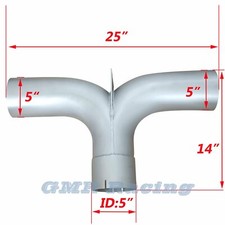 Aluminized 5 Inch X 25 Inch Exhaust Y-pipe 5 Elbow Wdivider Semi Truck