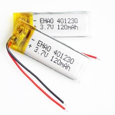 2PCS 3.7V 120mAh 401230 Lipo Rechargeable Battery For MP3 GPS Headphone Headset