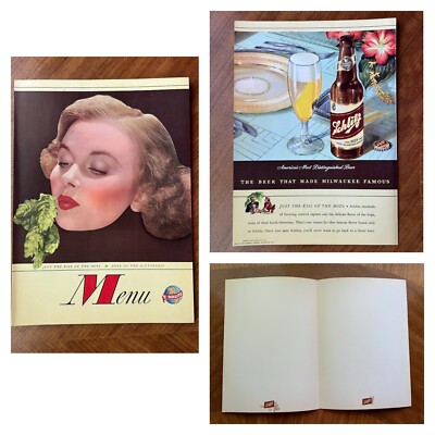 Vintage 1950s Schlitz Beer Menu Template Unused NOS Advertisement