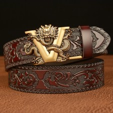 Men Belt Genuine Leather Automatic Buckle Ratchet Fashion Luxury Belt for men