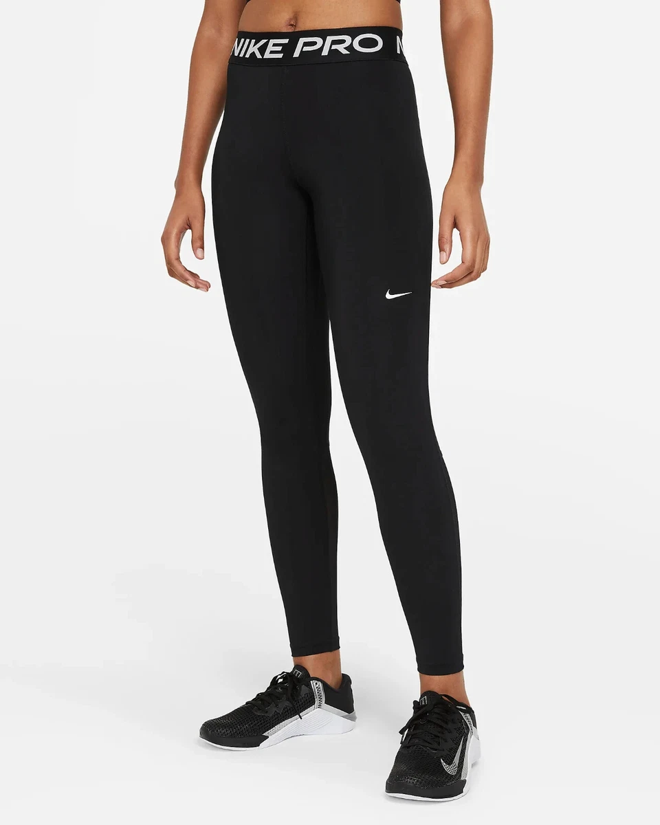 Nike Pro Women's 365 Mid-Rise Mesh-Paneled Leggings Black XS S L XL  CZ9779-010