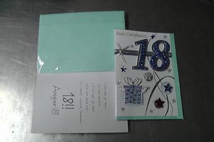 Biglietto Auguri 18 Anni Celeste Party Compleanno Anniversario Biglietti Lettera Ebay