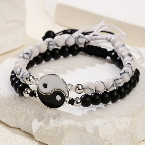 Bracciale Uomo Donna Bracciale Stile Cinese Bracciale Tai Chi, Stringa Elastica - Foto 5 di 12