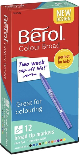 Berol Felt Tip Colouring Pens, Washable, Assorted Colours, 12 Count - Picture 7 of 8