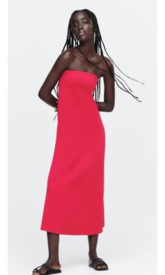 fitted lace wedding dress Buy Athena Women Embellished Bandeau Midi Dress Red at Amazon.in main image 0
