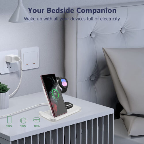 3in1 Wireless Charger Fast Charging Station For Samsung Galaxy Watch 5/4 S23 S22 - Picture 23 of 26
