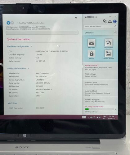 Sony VAIO SVF14N15CDS, 14 in. Intel Core i5-4200U, 8GB of RAM. - 第 7/11 張圖片