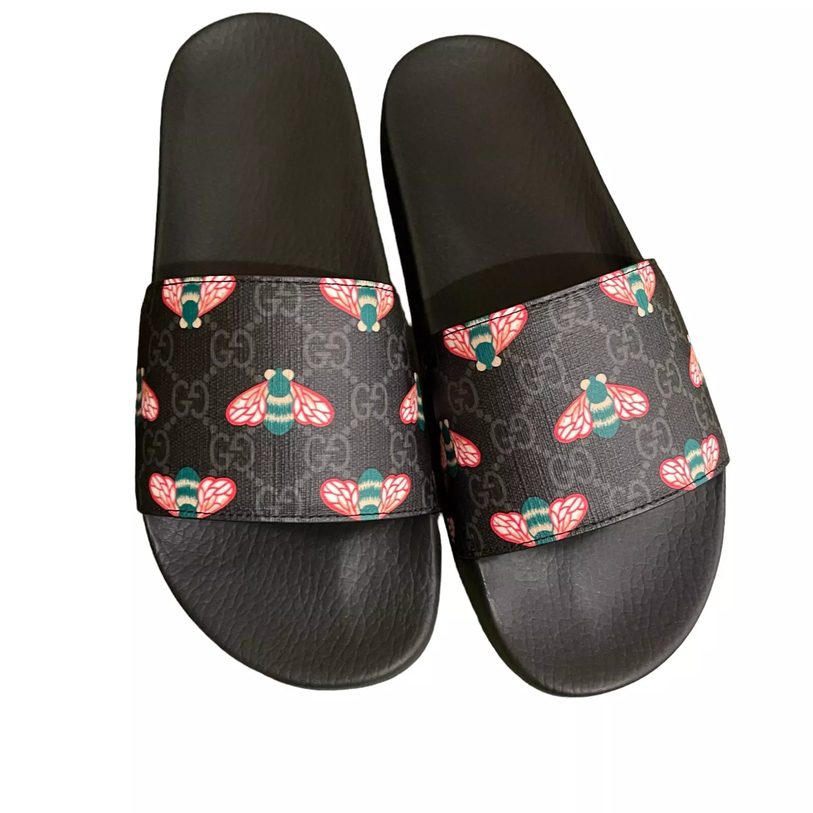 Chaussures multi sandales abeilles en caoutchouc noir GG Supreme H20, tailles Royaume Uni 8 9 10