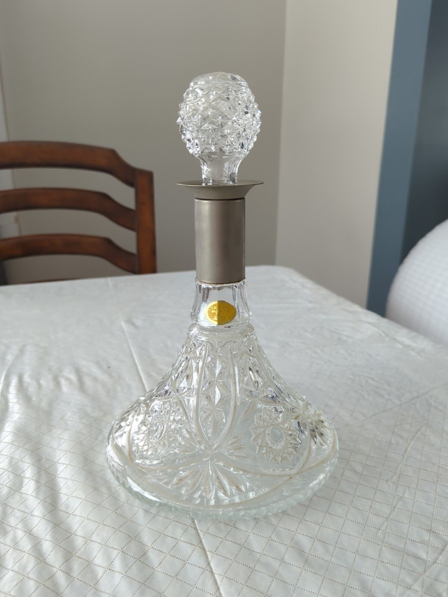 Vintage MCM Leonard Crystal, Silver Plated Decanter And Stopper
