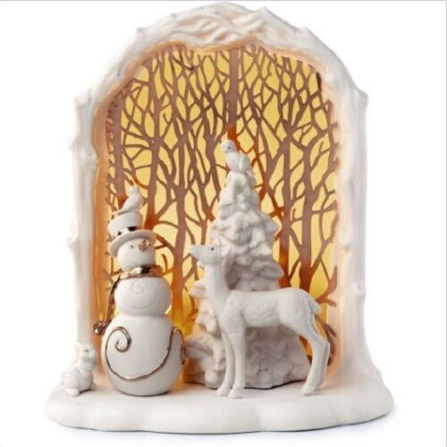 Lenox Illuminations Woodland Scene Lighted Snowman & Deer Figurine NEW IN BOX - Afbeelding 1 van 1