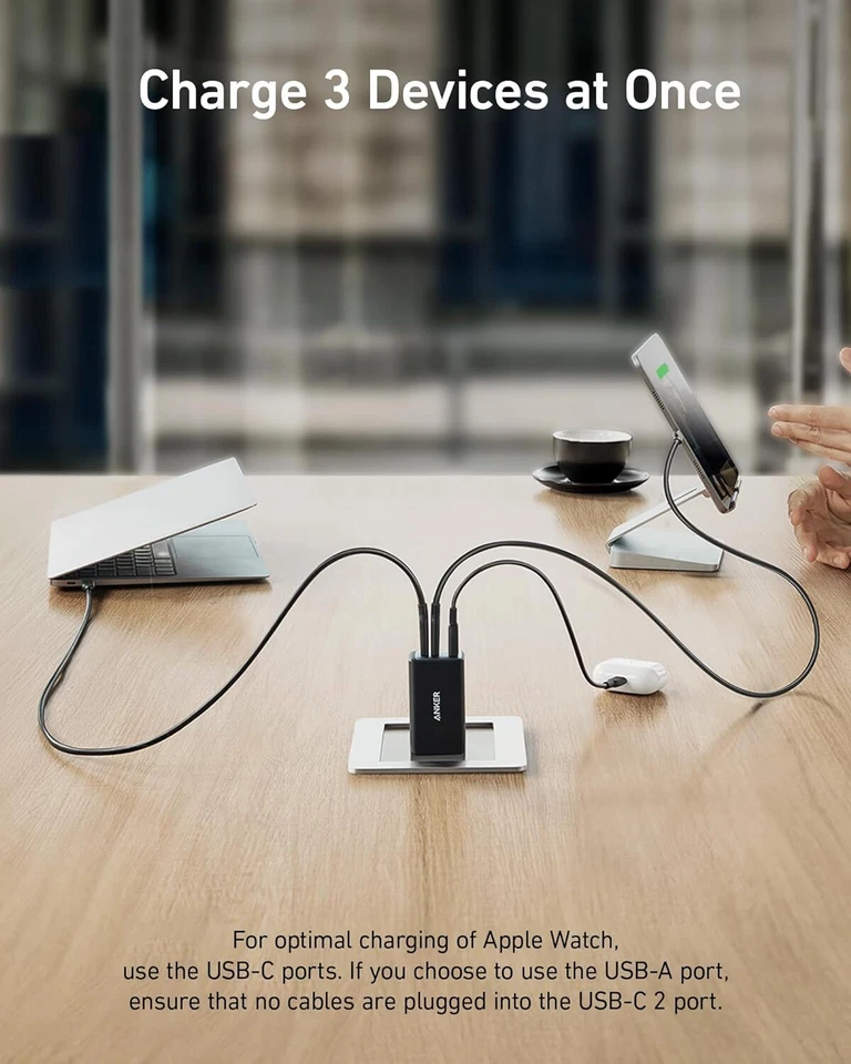 Anker USB C Charger Nano 65W PPS 3-Port GaN II Fast Charging for MacBook/Galaxy - Image 3 of 4