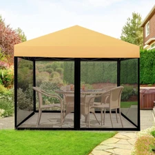 10'x10' Universal Replacement Mesh Gazebo Mosquito Netting Screen 4-Sided Black