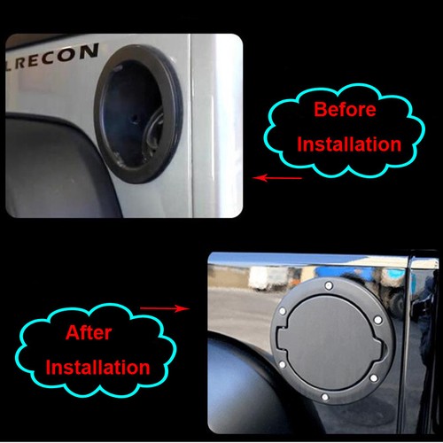 Black Fuel Tank Door Gas Cap Lid Cover For Jeep Wrangler Accessories 07