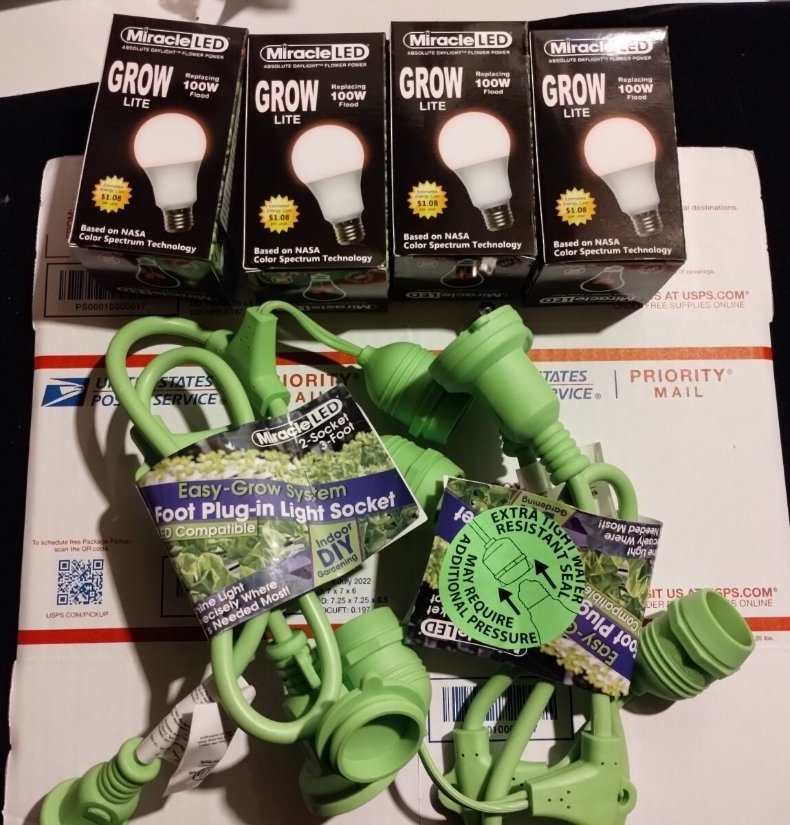 Indoor Extension Cord &4 Bulbs #h2