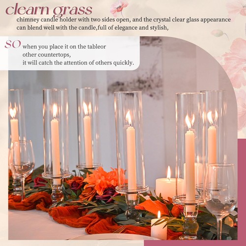 Showgeous 12 Pcs Hurricane Candle Holders - 13.8" Tall Glass Taper & Pillar C... - Picture 7 of 9