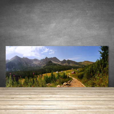 Küchenrückwand aus Glas ESG Spritzschutz 125x50cm Gebirge Wald Natur