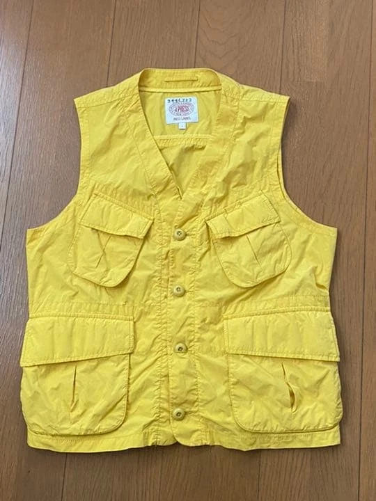 J.PRESS RED LABEL Fishing Vest Size L Yellow Polyester/Nylon