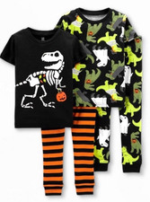 Carter  s Dinosaur Pajamas 4-pcs 5T T-Rex Glow-in-the-Dark Halloween Child Kids