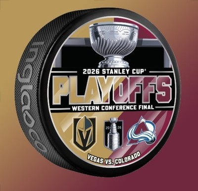 2026 WESTERN CONFERENCE FINAL PUCK RND 3 COLORADO AVALANCHE VEGAS GOLDEN KNIGHTS