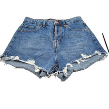 Wild Fable Women's Denim Shorts Size 4 Blue Jean Button Fly Frayed Hem Y2K