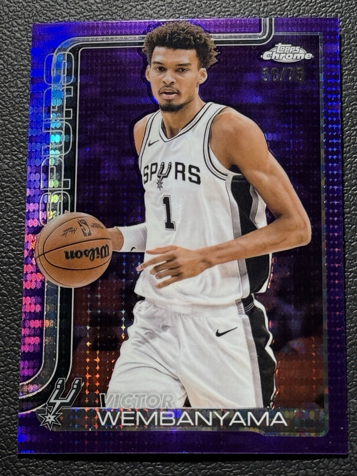 Victor Wembanyama 2025 Topps Chrome #221 Purple Pulsar Refractor
