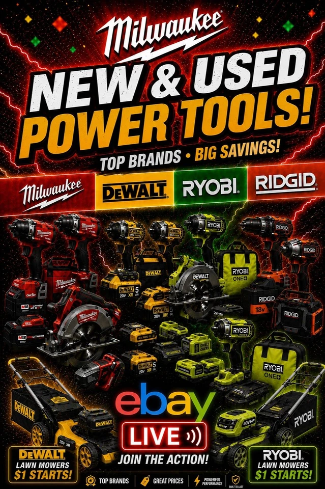 Milwaukee, Dewalt, Ryobi, Ridgid Tools