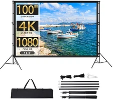 Projector Screen with Stand, Towallmark 100 inch Portable Projection Screen,... 