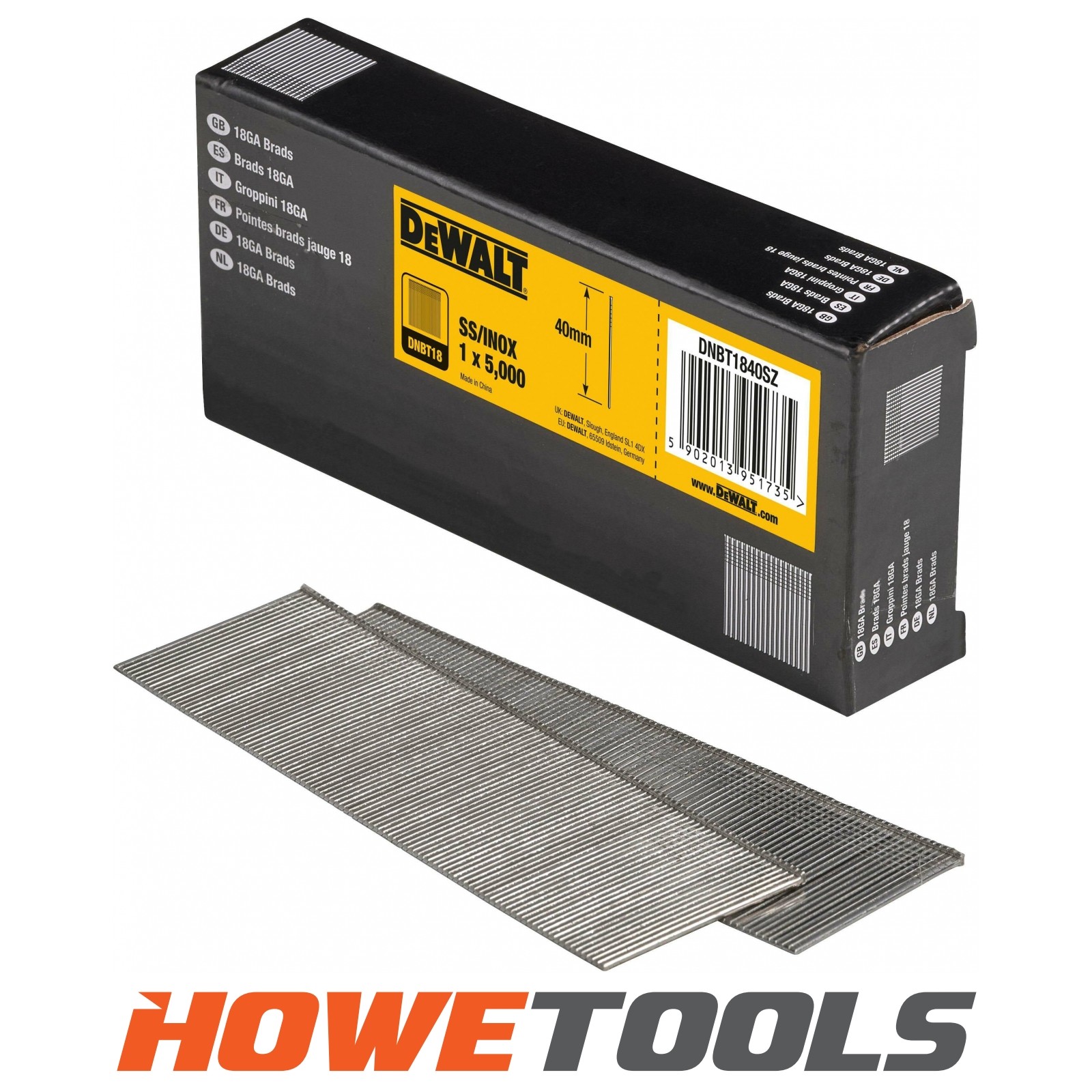 DEWALT DNBT1840SZ (Pkt 5000) 18g brad nails 40mm