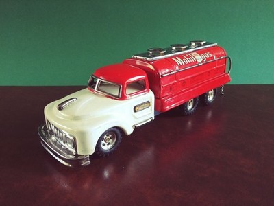Scarce Bandai Japan Tin Friction Ford Mobilgas Tanker Truck