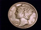 1918-S  Mercury Dime, Fine Grade.