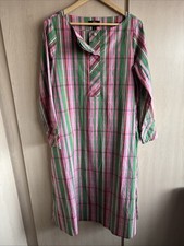 J Crew Womens Sz 6 Pink green plaid Organic Stretch Cotton Dress with Pockets