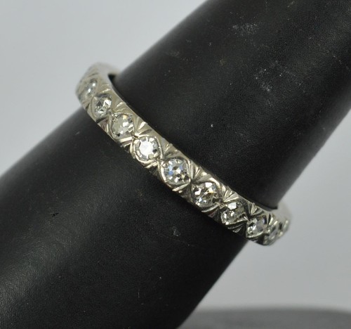 Vintage 18ct White Gold and Diamond Full Eternity Stack Ring Size S - Afbeelding 9 van 10