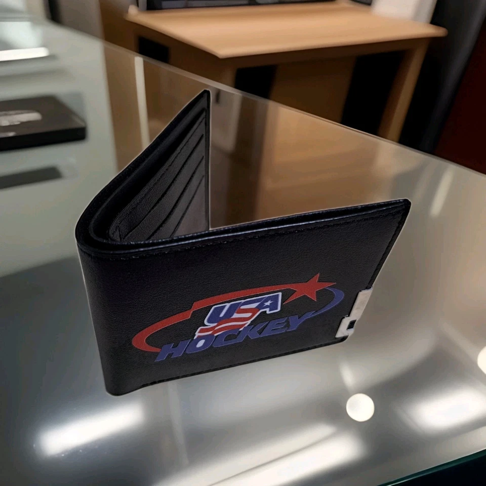 Cartera para hombre con logotipo de hockey de Estados Unidos 🇺🇸 Hockey sobre hielo olímpico de Estados Unidos - Lake Placid Foto 2 de 4