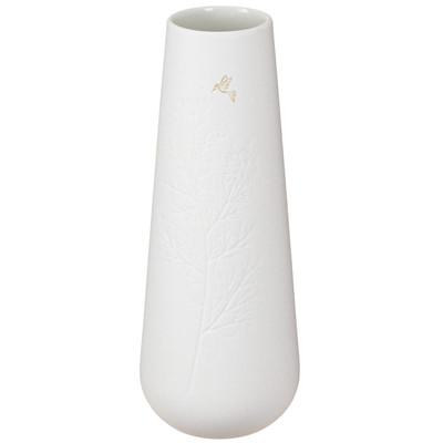 Weiße Keramikvase Gold Vogel Design Set 2 Dekoration 19cm, 2 Stück