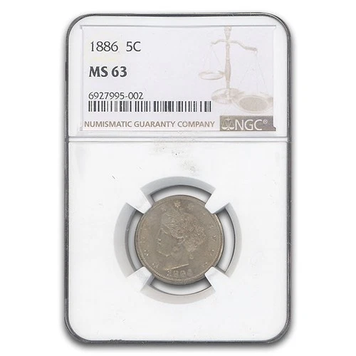 1886 Liberty Head V Nickel MS-63 NGC