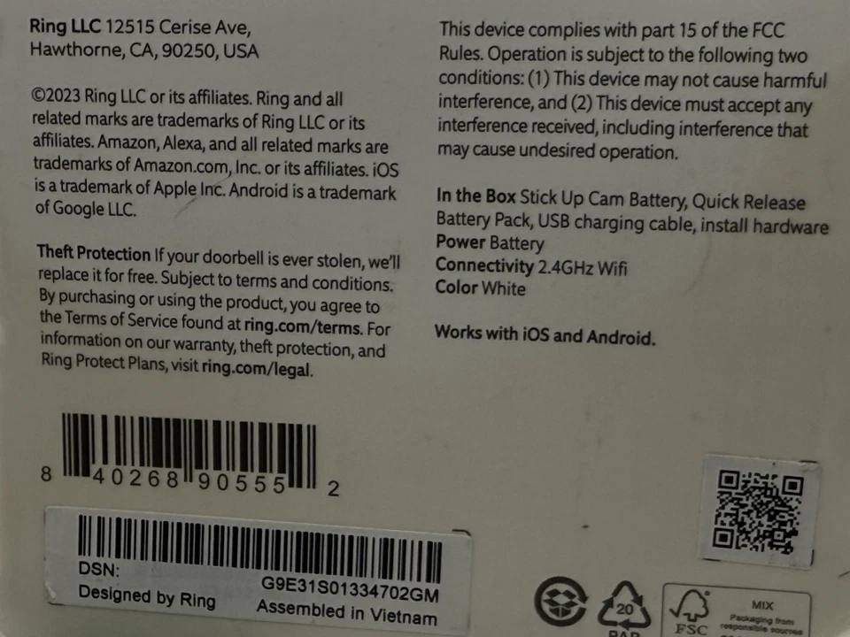 RING New & Sealed: STICK UP CAM BATTERY, Wireless Indoor/Outdoor Camera 1080p HD - Image 3 of 3